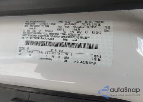 2023 Ford Transit-250 z USA, uszkodzony, nr VIN 1FTBR1CG1PKA34203